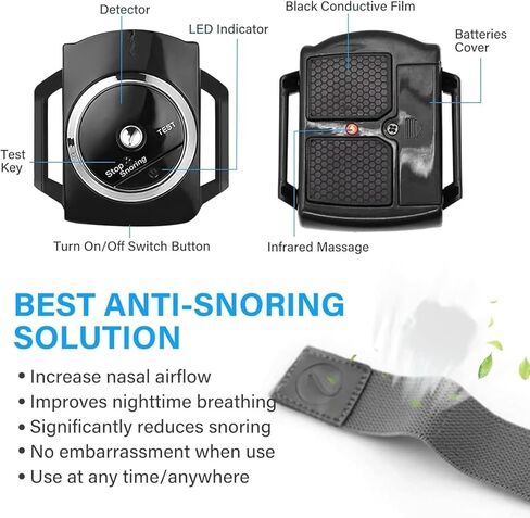 Anti Snoring Wristband Device, Anti Snore Wrist Aid with 7-Speed Intensity Adjustment, Effective Snoring Prevention & Sleep Aid, Improve Nighttime Sleeping for Men & Women in Kuwait
