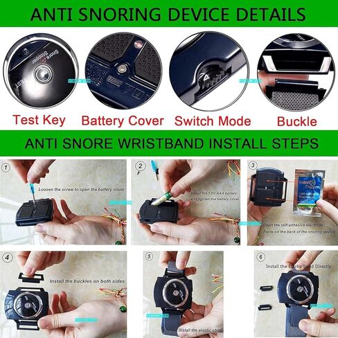 Anti Snoring Wristband Device, Anti Snore Wrist Aid with 7-Speed Intensity Adjustment, Effective Snoring Prevention & Sleep Aid, Improve Nighttime Sleeping for Men & Women in Kuwait