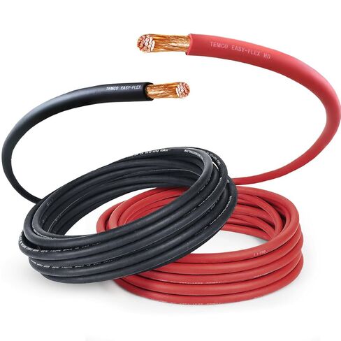 TEMCo 4/0 Gauge AWG 10 Ft Black + 10 Ft Red Flexible Pure Copper Made in USA Welding Cable Battery Wire - Heavy Duty Solar, Inverter, Car, RV, Truck in Saudi Arabia
