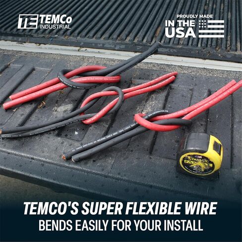 TEMCo 4/0 Gauge AWG 10 Ft Black + 10 Ft Red Flexible Pure Copper Made in USA Welding Cable Battery Wire - Heavy Duty Solar, Inverter, Car, RV, Truck in Saudi Arabia