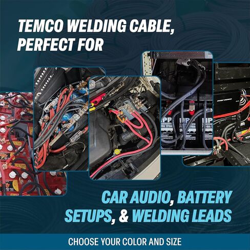 TEMCo 4/0 Gauge AWG 10 Ft Black + 10 Ft Red Flexible Pure Copper Made in USA Welding Cable Battery Wire - Heavy Duty Solar, Inverter, Car, RV, Truck in Saudi Arabia