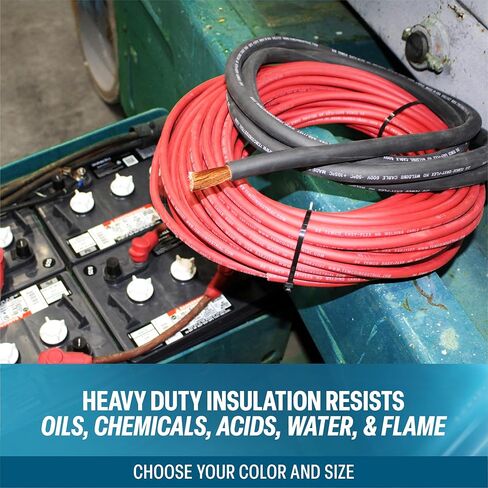 TEMCo 4/0 Gauge AWG 10 Ft Black + 10 Ft Red Flexible Pure Copper Made in USA Welding Cable Battery Wire - Heavy Duty Solar, Inverter, Car, RV, Truck in Saudi Arabia