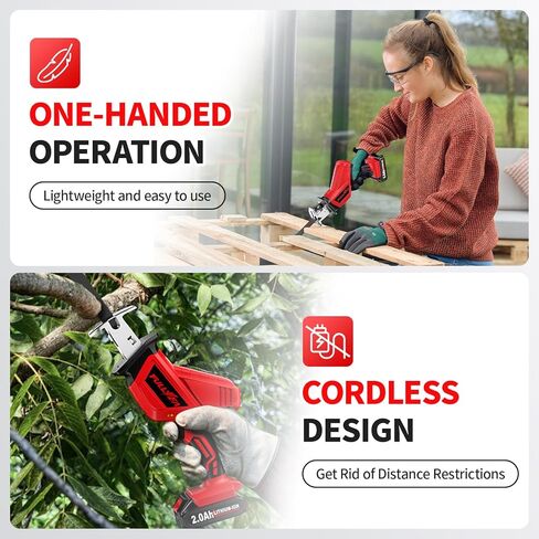 FULLYEA Reciprocating Saw Cordless, 0-3500SPM Power Reciprocating Saw with 2*2000mAh Battery & 4 Saw Blades, Tool-Free Blade Change, Variable Speed Reciprocating Saws for Woods/Metal/Plastic Cutting in Kuwait