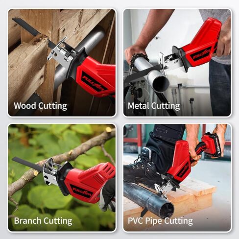 FULLYEA Reciprocating Saw Cordless, 0-3500SPM Power Reciprocating Saw with 2*2000mAh Battery & 4 Saw Blades, Tool-Free Blade Change, Variable Speed Reciprocating Saws for Woods/Metal/Plastic Cutting in Kuwait