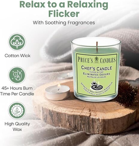 Price's Candles Set of 3 Jar Candles | Fresh Air Range Bundle with Up to 135 Hours Combined Burn Time | Odour Eliminator Candle Bundle Including (Chef's) in Saudi Arabia