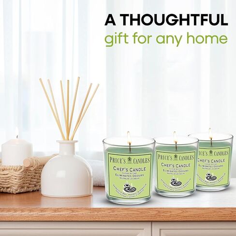 Price's Candles Set of 3 Jar Candles | Fresh Air Range Bundle with Up to 135 Hours Combined Burn Time | Odour Eliminator Candle Bundle Including (Chef's) in Saudi Arabia