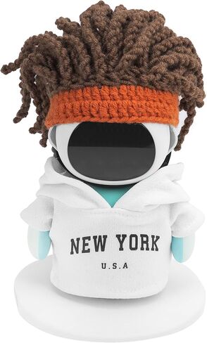 Streetwear Set Compatible with Eilik Robot, New York Hoodie and Dreadlock Beanie Outfits, Urban Style Cloth Accessory (White) in Kuwait
