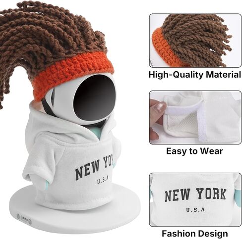 Streetwear Set Compatible with Eilik Robot, New York Hoodie and Dreadlock Beanie Outfits, Urban Style Cloth Accessory (White) in Kuwait