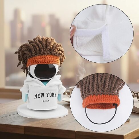 Streetwear Set Compatible with Eilik Robot, New York Hoodie and Dreadlock Beanie Outfits, Urban Style Cloth Accessory (White) in Kuwait