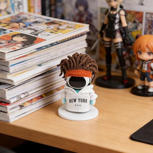 Streetwear Set Compatible with Eilik Robot, New York Hoodie and Dreadlock Beanie Outfits, Urban Style Cloth Accessory (White) in Kuwait