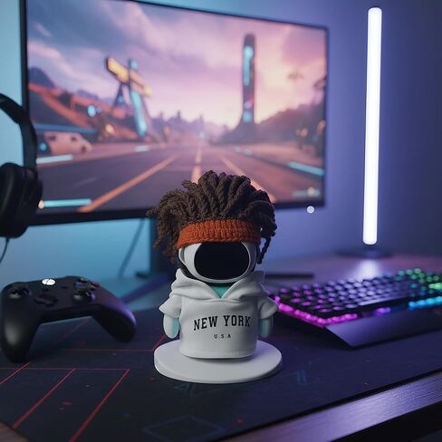 Streetwear Set Compatible with Eilik Robot, New York Hoodie and Dreadlock Beanie Outfits, Urban Style Cloth Accessory (White) in Kuwait