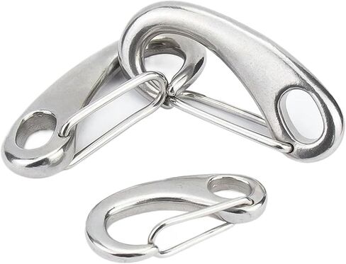 طول 30/50/70/100 مم 304 من الفولاذ المقاوم للصدأ على شكل بيضة خطاف زنبركي مشبك سلك حبل رابط سريع حلقة تسلق قارب بحري (M100-(1 قطعة)) in Kuwait