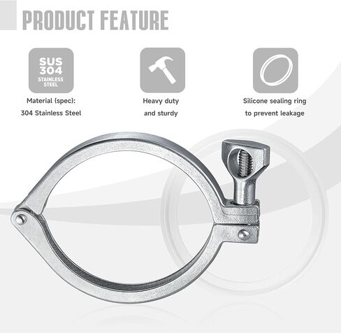 الفولاذ المقاوم للصدأ 304 المشبك الصحي دبوس واحد ثلاثي المشابك البرسيم مع حشوات السيليكون (أنبوب OD: 6 ") in Kuwait