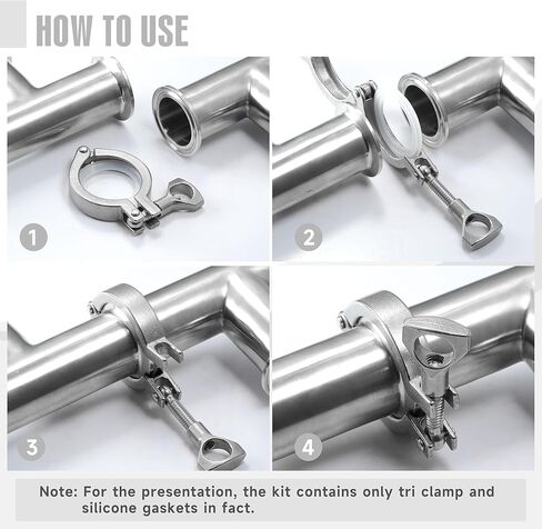 الفولاذ المقاوم للصدأ 304 المشبك الصحي دبوس واحد ثلاثي المشابك البرسيم مع حشوات السيليكون (أنبوب OD: 6 ") in Kuwait