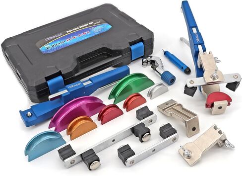 مجموعة أدوات ثني أنبوب السقاطة CARVALAX 90 درجة - 7 رؤوس ألومنيوم مرمزة بالألوان لأنابيب 1/4 بوصة إلى 7/8 بوصة، ومحولات الانحناء العكسي وصندوق الأدوات المحمول، وقاطع الأنابيب وإزالة الأزيز لإصلاح التدفئة والتهوية وتكييف الهواء/التدفئة (أزرق) in Kuwait