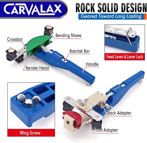 مجموعة أدوات ثني أنبوب السقاطة CARVALAX 90 درجة - 7 رؤوس ألومنيوم مرمزة بالألوان لأنابيب 1/4 بوصة إلى 7/8 بوصة، ومحولات الانحناء العكسي وصندوق الأدوات المحمول، وقاطع الأنابيب وإزالة الأزيز لإصلاح التدفئة والتهوية وتكييف الهواء/التدفئة (أزرق) in Kuwait