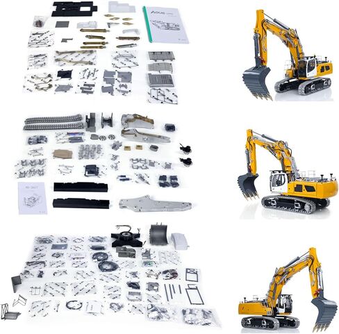 LESU Aoue LR956 1/14 Radio Controlled Dual Pumps Hydraulic Excavator KIT Metal 3 Arms RC Digger Model 4+3CH Valve Light GPS Hobby Grade Model for Adult in Saudi Arabia