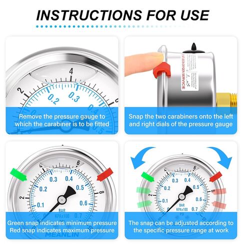 MEANLIN MEASURE 0~10Psi Stainless Steel Liquid Filled Pressure Gauge, 1/4" NPT 2.5" Luminous Dial, Glycerin Filled for WOG Water Oil Air Center Back Mount with 2PCS Snaps in Saudi Arabia