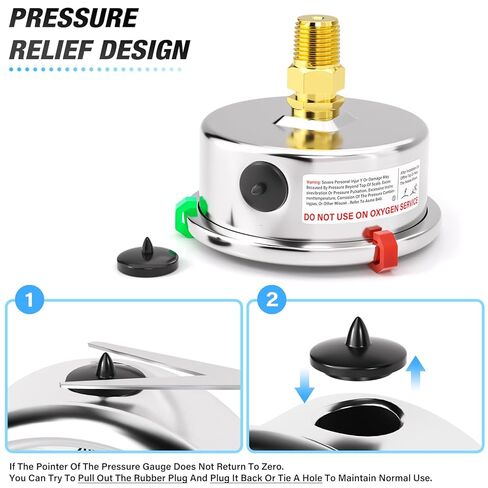 MEANLIN MEASURE 0~10Psi Stainless Steel Liquid Filled Pressure Gauge, 1/4" NPT 2.5" Luminous Dial, Glycerin Filled for WOG Water Oil Air Center Back Mount with 2PCS Snaps in Saudi Arabia