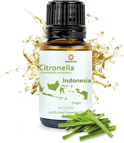 زيت Citronella الأساسي - مباشرة من جافا المركزية ، إندونيسيا - الزيت الأساسي النقي للناشر والعلاج العطري | 100 ٪ درجة علاجية نقية (8 أوقية) in Kuwait