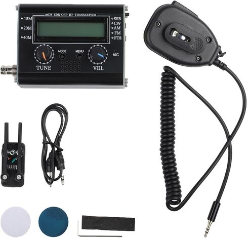 جهاز إرسال واستقبال 5W USDX QRP HF لجميع الأوضاع SSB CW AM FM مع موصل BNC لنطاقات 15M 20M 40M، وحدة فك ترميز CW ودعم المفاتيح، هيكل من الألومنيوم الأسود، 80x40x100 مم، مجموعة واحدة in Kuwait
