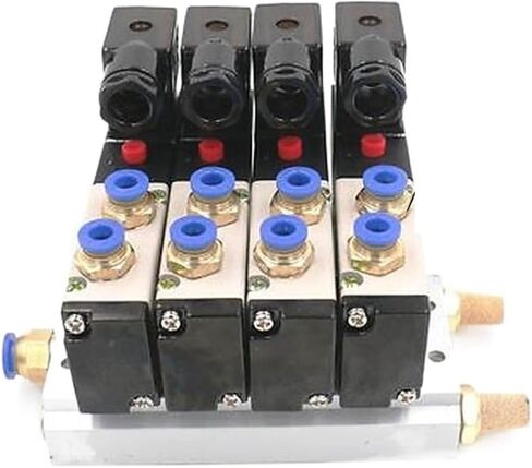 تيار مستمر 12 فولت 24 فولت رباعي هوائي الملف اللولبي صمام 4V210-08 كاتم الصوت 4 مللي متر 6 مللي متر 8 مللي متر 10 مللي متر 12 مللي متر قاعدة تركيب سريعة مجموعة 110 فولت 220 فولت 4V210 08 (تركيبات 12 مللي متر ، AC110V) in Kuwait