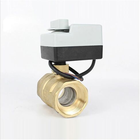 1 قطعة DN15 DN20 DN25 DN32 DN40 صمام كروي نحاسي 3-سلك ثنائي التحكم المحرك AC220V 3-way/2-way مع مفتاح يدوي (1 "، 220VAC_3 Way) in Kuwait