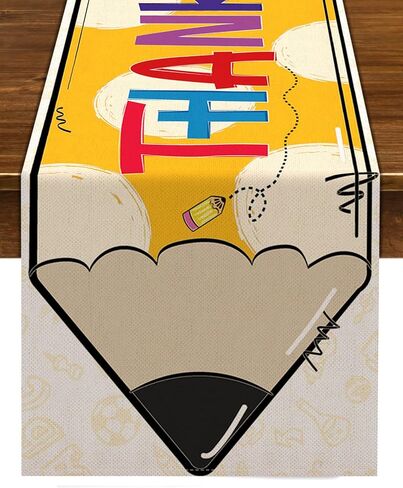 Nepnuser Thank You Teachers Table Runner Teacher Appreciation Week Party Decoration Home Kitchen Dining Room Decor (13" x 72") in Saudi Arabia
