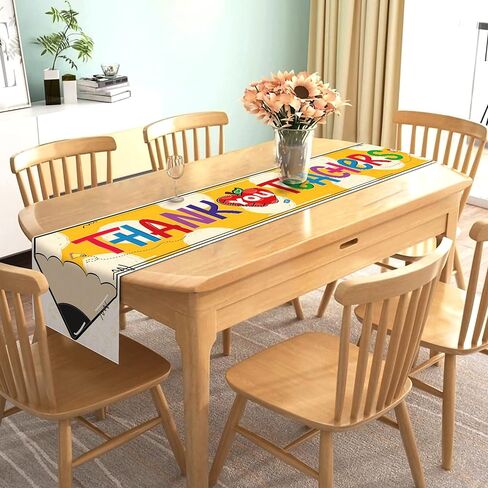 Nepnuser Thank You Teachers Table Runner Teacher Appreciation Week Party Decoration Home Kitchen Dining Room Decor (13" x 72") in Saudi Arabia