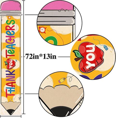 Nepnuser Thank You Teachers Table Runner Teacher Appreciation Week Party Decoration Home Kitchen Dining Room Decor (13" x 72") in Saudi Arabia