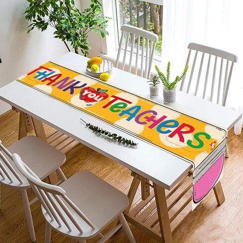 Nepnuser Thank You Teachers Table Runner Teacher Appreciation Week Party Decoration Home Kitchen Dining Room Decor (13" x 72") in Saudi Arabia