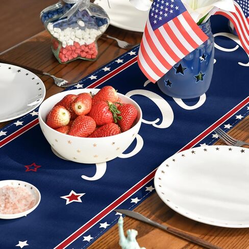 Artoid Mode United States America 250th Flag Table Runner, with Honor and Respect Patriotic Kitchen Dining Table Decoration for Home Party Decor 13x72 Inch in Saudi Arabia