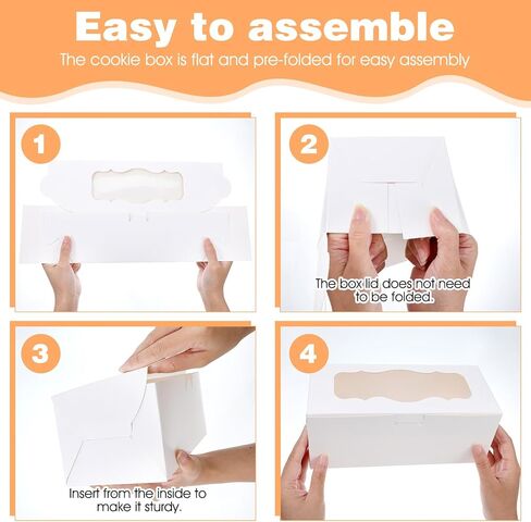 30 قطعة من صناديق المخبوزات البيضاء مع نافذة مقاس 9x4x3.5 بوصة لصناديق الكعك والحلويات والكعك والدونات والحلويات والمعجنات، مثالية لحفلات الزفاف والحفلات والهدايا in Kuwait