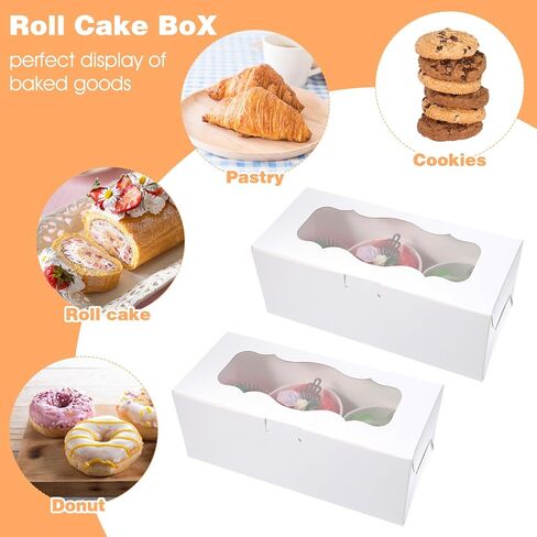 30 قطعة من صناديق المخبوزات البيضاء مع نافذة مقاس 9x4x3.5 بوصة لصناديق الكعك والحلويات والكعك والدونات والحلويات والمعجنات، مثالية لحفلات الزفاف والحفلات والهدايا in Kuwait