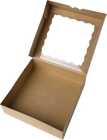 ONE MORE 9inch Brown Cookie Bakery Boxes,Large Pie Boxes with PVC Window Natural Disposable box 9x9x2.5,Pack of 12 in Saudi Arabia