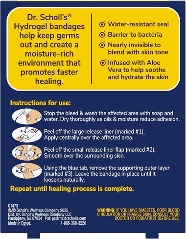 Dr. Scholl’s Cuts & Scrapes Flexible Adhesive Waterproof Large Seal & Heal Bandages, First Aid and Wound Care Medical Supplies, Medical-Grade Hydrogel Locks in Moisture to Promote Healing, 16 Count in Saudi Arabia
