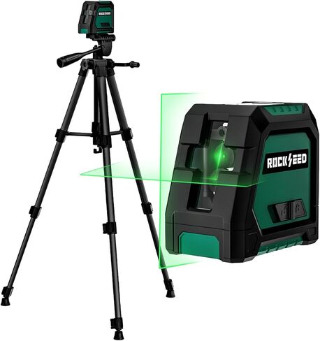 RockSeed Dual Modules Line Laser, Self Leveling Laser Level, Horizontal and 150° Vertical Green Beam, 2 AA Batteries, Carrying Bag, for Home Decoration/DIY/Construction Site in Saudi Arabia