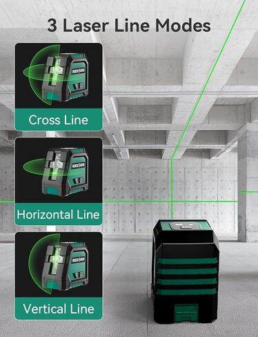 RockSeed Dual Modules Line Laser, Self Leveling Laser Level, Horizontal and 150° Vertical Green Beam, 2 AA Batteries, Carrying Bag, for Home Decoration/DIY/Construction Site in Saudi Arabia