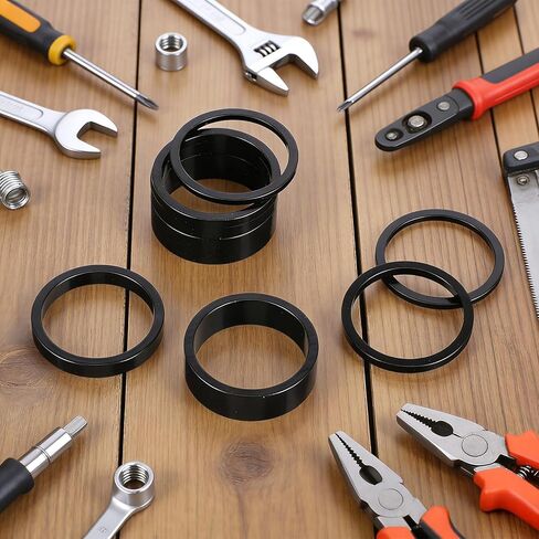 Bremorou 8 PCS Bicycle Headset Spacer Set 4 Sizes Aluminium Alloy Bike Stem Headset Spacers Fork Washer Fit for 1 1/8-Inch Stem 2/3/5/10 mm (Black) in Saudi Arabia