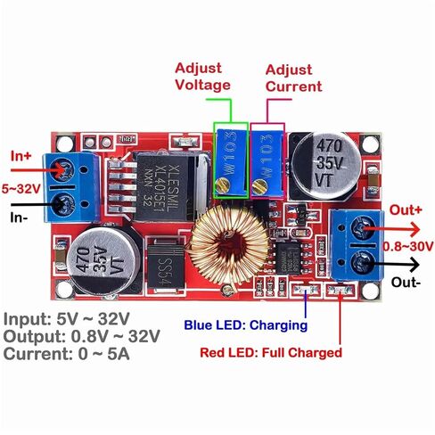 XL4015 5A تيار مستمر إلى تيار مستمر محول خفض التيار قابل للتعديل تيار مستمر الجهد المستمر Led وحدة شحن بطارية ليثيوم الطاقة in Kuwait