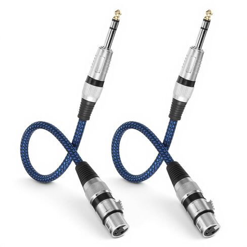 2 حزمة أنثى XLR إلى 1/4 بوصة TRS كابل ميكروفون، 6.35 مم TRS إلى XLR أنثى جديلة ربع بوصة كابل متوازن Nylong مضفر XLRs 3 PinFemale to6.35mmTRS ذكر سلك متوازن سلك ميكروفون للميكروفون in Saudi Arabia
