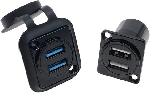 D-Type USB 3.0 لوحة نوع منفذ واحد مقبس مزدوج مستقيم من خلال 1 قطعة (أسود) in Saudi Arabia