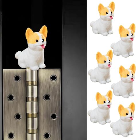 Cute Mini Creative Welsh Corgi Hinge Heads Decorative Topper Set 6PCS, Home Decoration,Magnetic Hinge Head Toppers Door Hinge in Saudi Arabia
