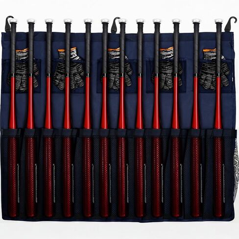 Hanging 12 Bats Baseball/Softball Dugout Organizer, Hanging Bat Bag, 600D Oxford Fabric with Reinforced Fence Hook, Baseball Coaching Accessorie in Kuwait