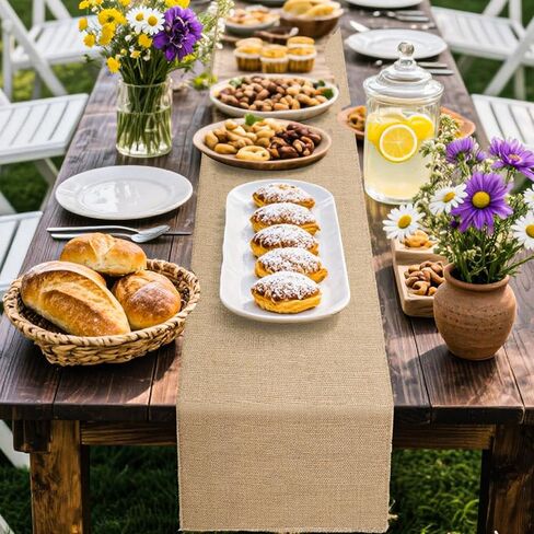 13 Pack Burlap Table Runners 12 x 108 Inches Farmhouse Jute Runner Rustic Burlap Table Runners for Wedding Birthday Engagement Party Home Dining Kitchen Decor in Kuwait