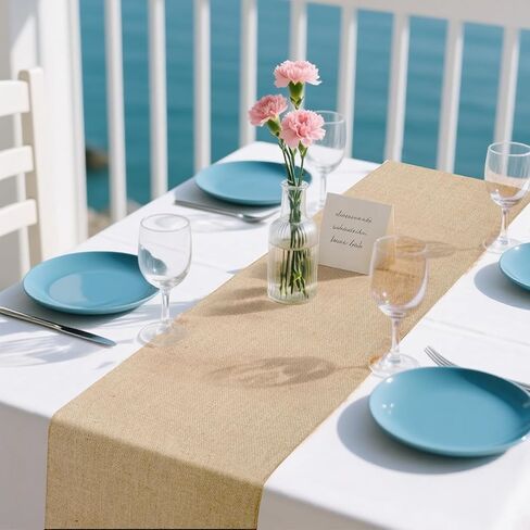 13 Pack Burlap Table Runners 12 x 108 Inches Farmhouse Jute Runner Rustic Burlap Table Runners for Wedding Birthday Engagement Party Home Dining Kitchen Decor in Kuwait