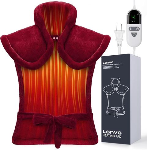 وسادة تسخين لتخفيف آلام الظهر، هدايا عيد الأم للأم والجدة، وسادات تسخين كهربائية مرجحة للحافة للرقبة والكتفين، 6 إعدادات للحرارة، 4 خيارات للمؤقت، قابلة للغسل في الغسالة، 24 بوصة × 33 بوصة، أحمر in Kuwait