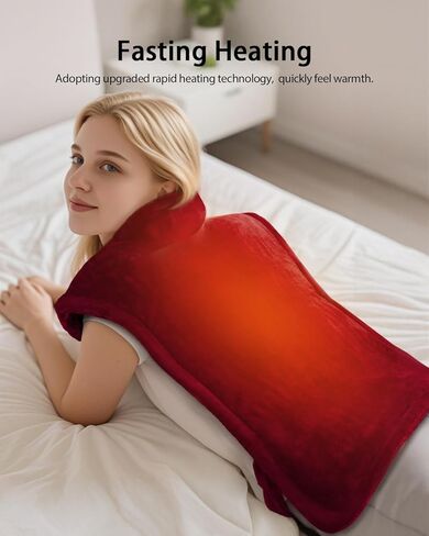 وسادة تسخين لتخفيف آلام الظهر، هدايا عيد الأم للأم والجدة، وسادات تسخين كهربائية مرجحة للحافة للرقبة والكتفين، 6 إعدادات للحرارة، 4 خيارات للمؤقت، قابلة للغسل في الغسالة، 24 بوصة × 33 بوصة، أحمر in Kuwait