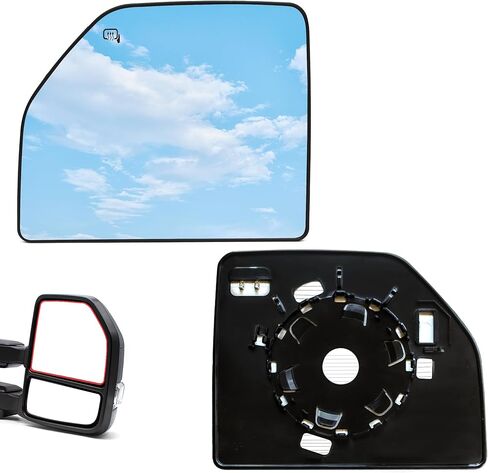 TOEMIRR Upper Right Passenger Side Mirror Glass with Backing Plate Replacement for 2015-2020 Ford F150, Power Heated Towing Mirror Glass for 2017-2020 F250 F350 F450 F550 SUPER DUTY in Saudi Arabia