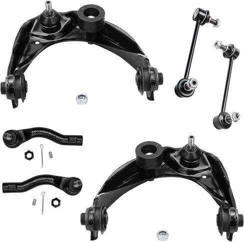 Detroit Axle - Front End 6pc Suspension Kit for 02-05 Dodge Ram 1500, 2002 2003 2004 2005 Front Upper Control Arms Lower Ball Joints Replacement Outer Tie Rod Ends in Kuwait